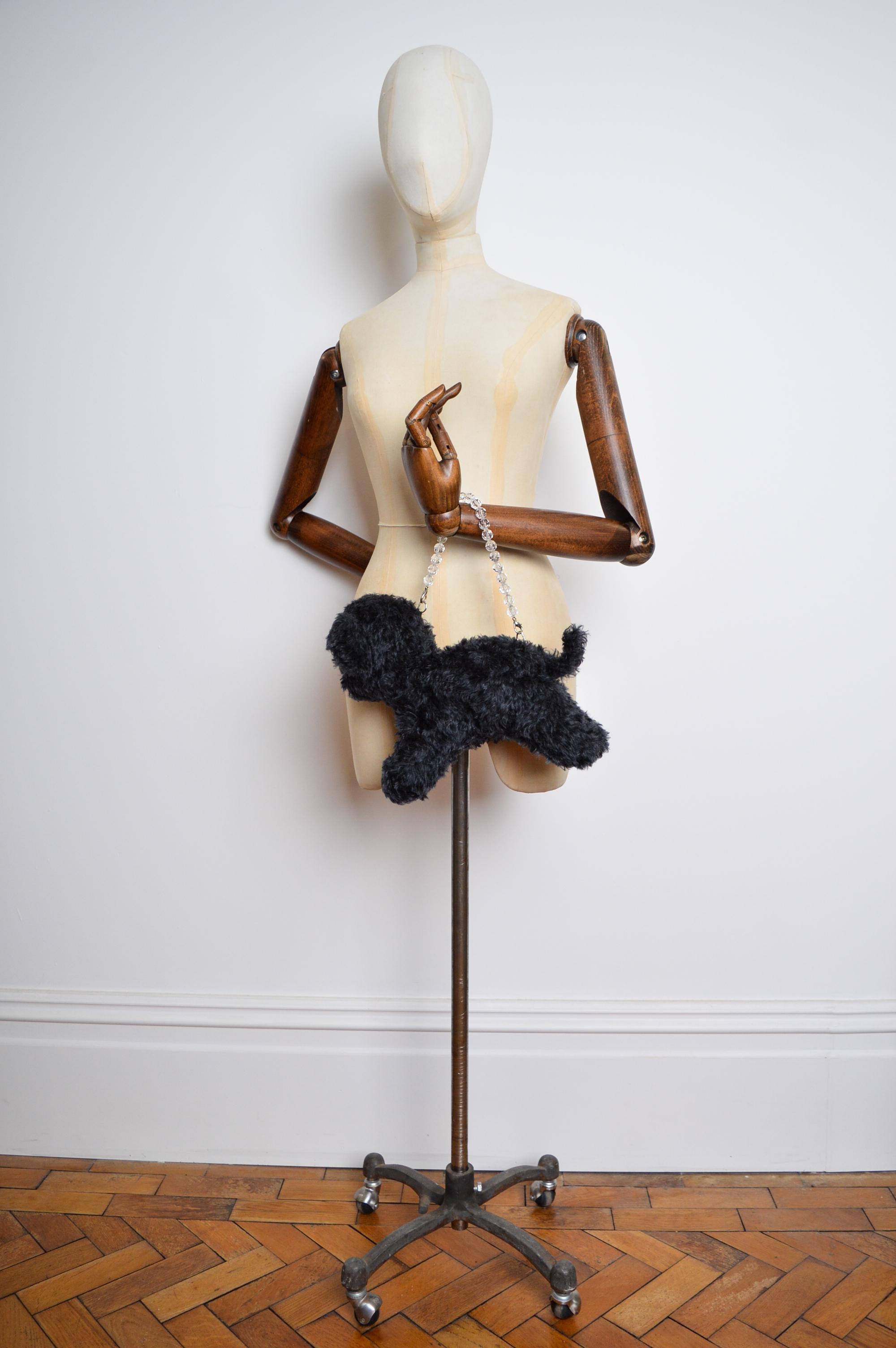 Women's or Men's British Designer Ashley Williams 'Claudia' Mohair Novelty Teddy Dog Mini Bag For Sale
