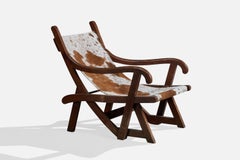 Designer britannico, poltrona, rovere, pelle di vacca, Regno Unito, 1900