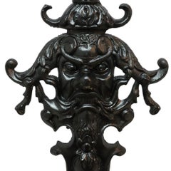 British Embossed Figural & Floral Cast Iron Umbrella Stand, Signed, c1880