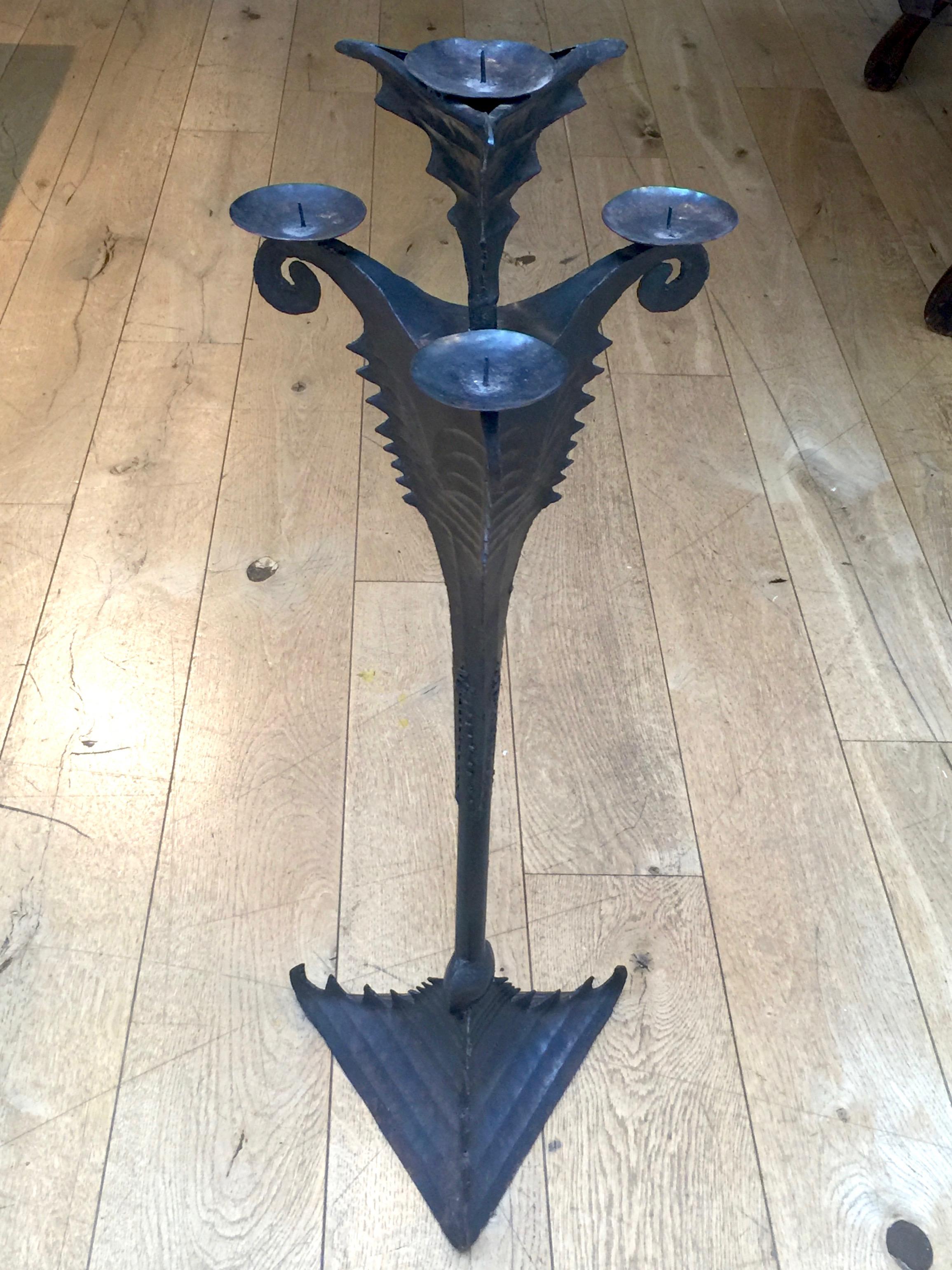 Late 20th Century British Forged Metal Candlestick