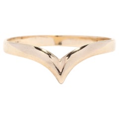 British Gold V Wedding Band, 9K Yellow Gold, Ring, Stackable V Band