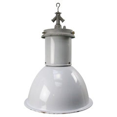 Lampe de pédale industrielle britannique vintage en émail gris