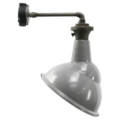 British Gray Enamel Vintage Industrial Sconce Wall Light by Benjamin, UK
