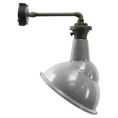 British Gray Enamel Retro Industrial Scone Wall Light by Benjamin, UK