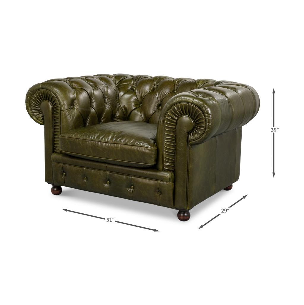 British Green Chesterfield Armchair For Sale 6