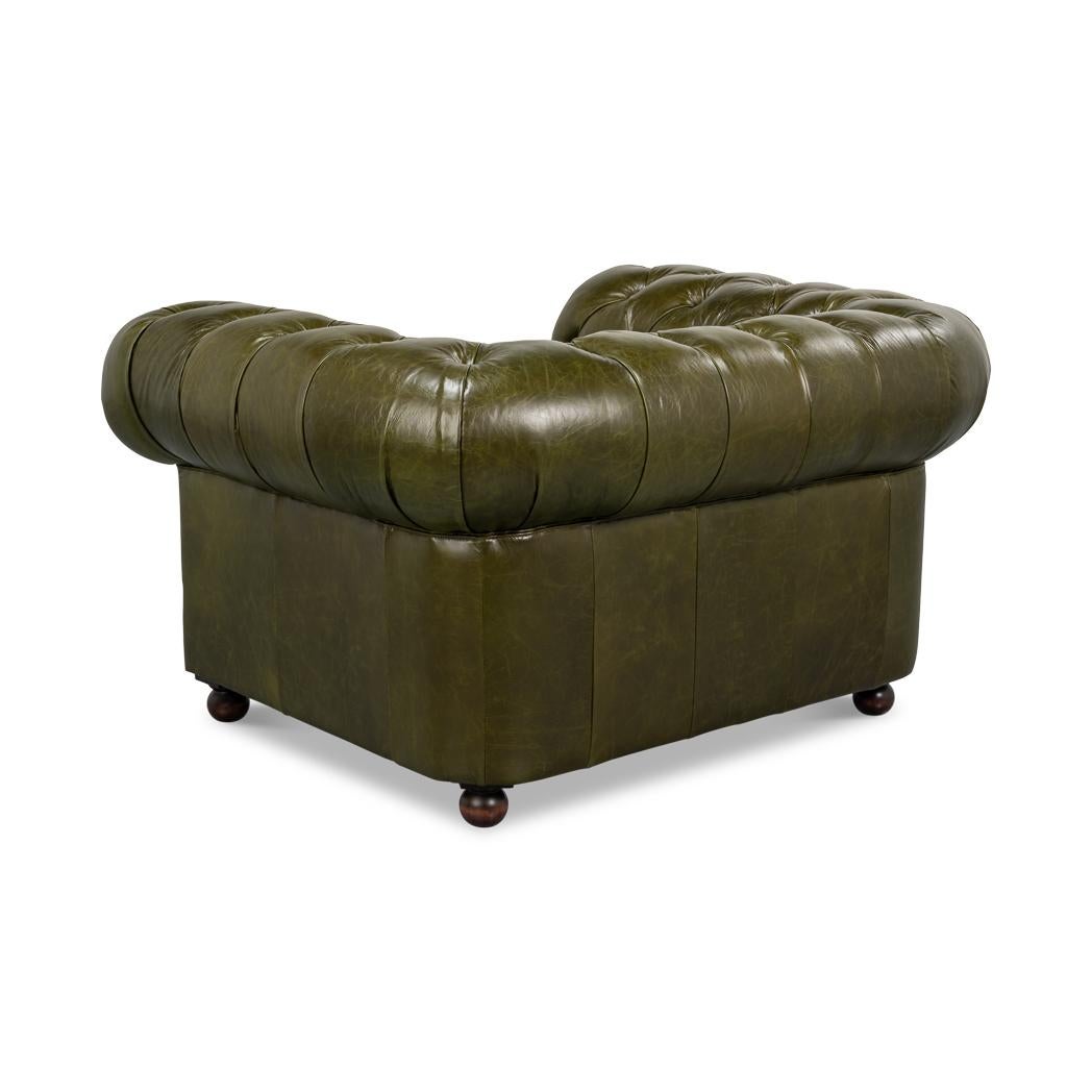 Contemporary British Green Chesterfield Armchair For Sale