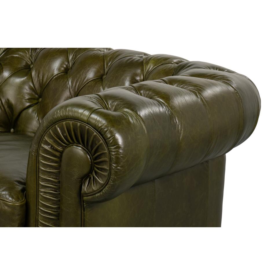 British Green Chesterfield Armchair For Sale 3