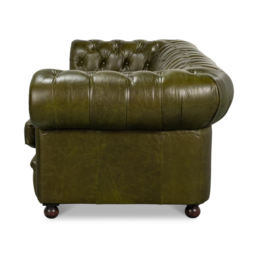 Asiatique Canapé Chesterfield vert britannique en vente