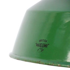 Lámpara Colgante Vintage Industrial de Hierro Fundido Verde Británico Cristal Transparente