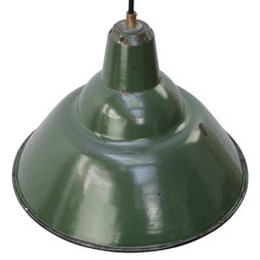 British Green Enamel Vintage Industrial Pendant Light