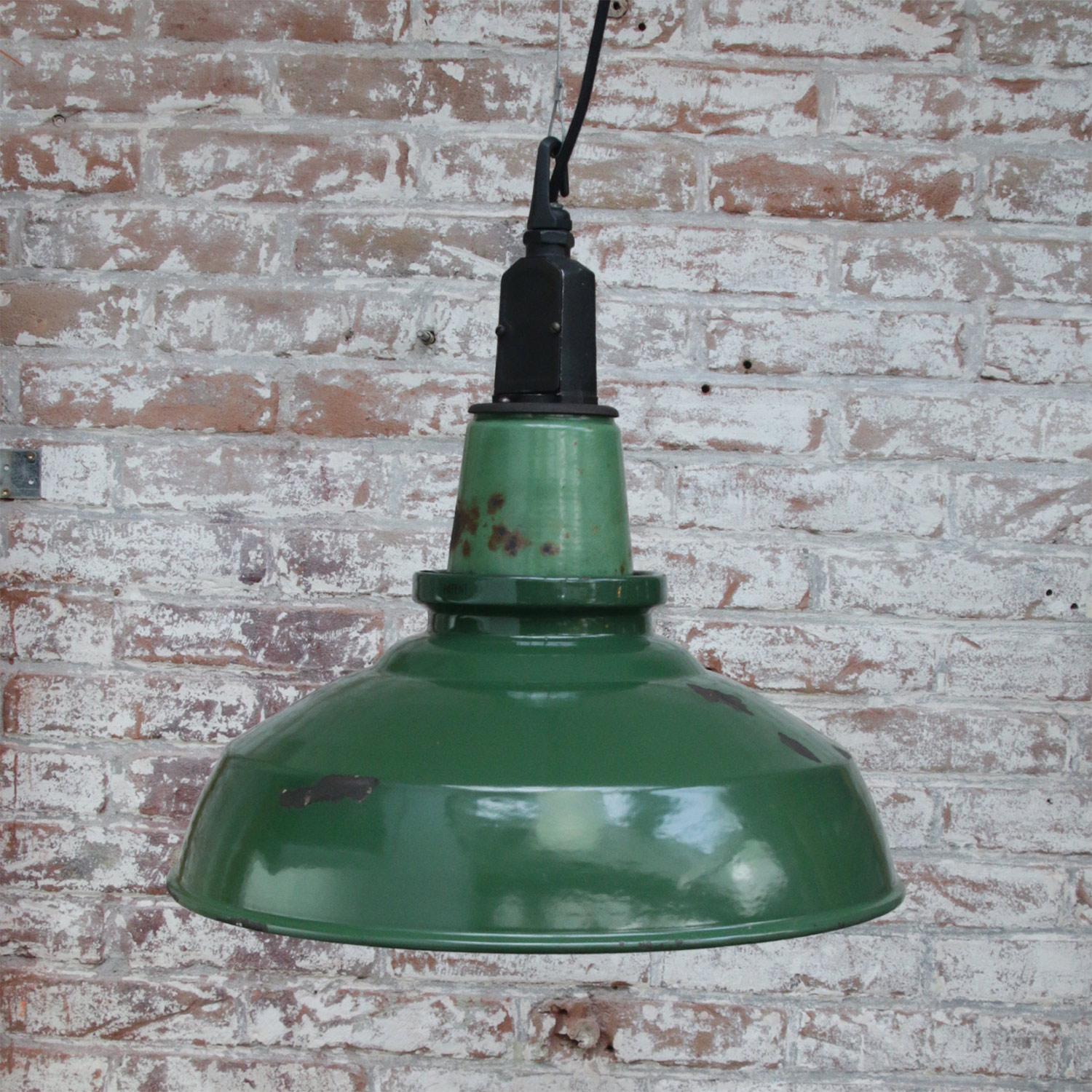vintage green enamel light shade
