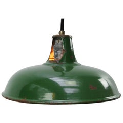 British Green Enamel Vintage Industrial Pendant Lights