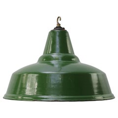 British Green Emaille Vintage Industrial Pendelleuchten