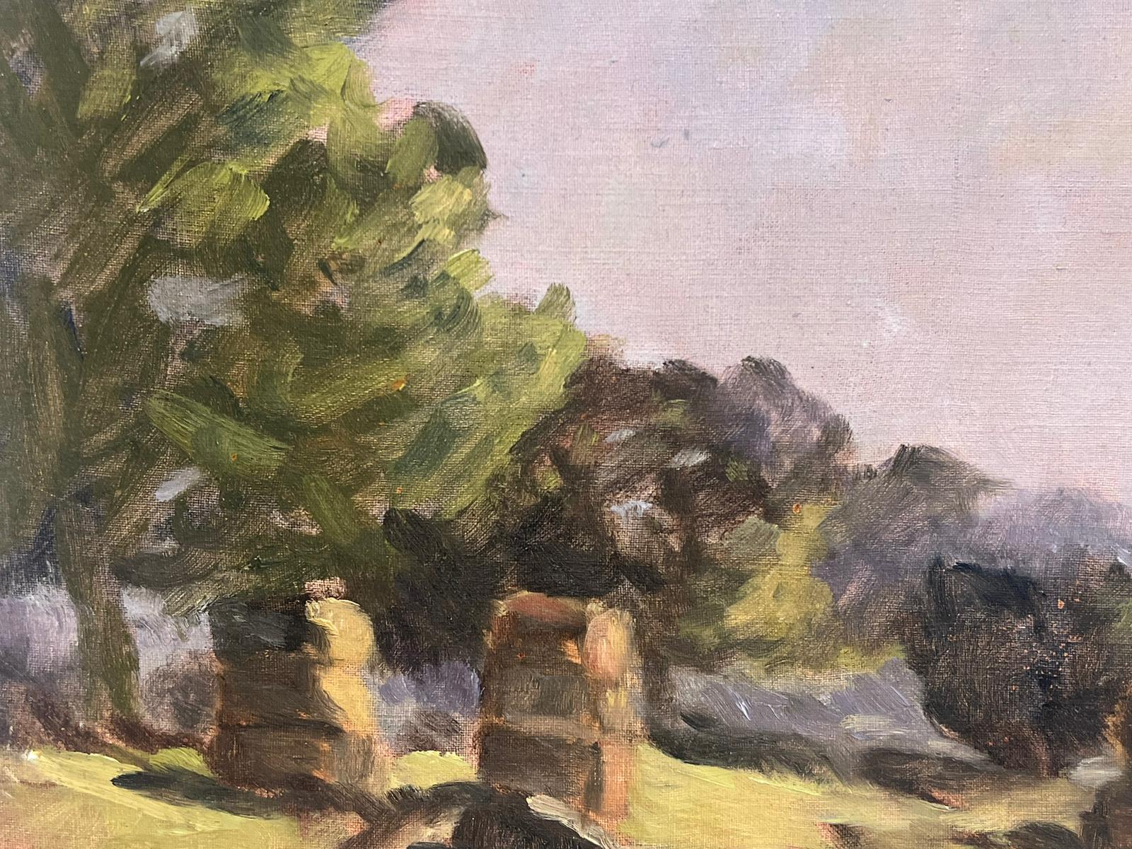 British Impressionist Oil Rural Landscape at Dusk For Sale 1