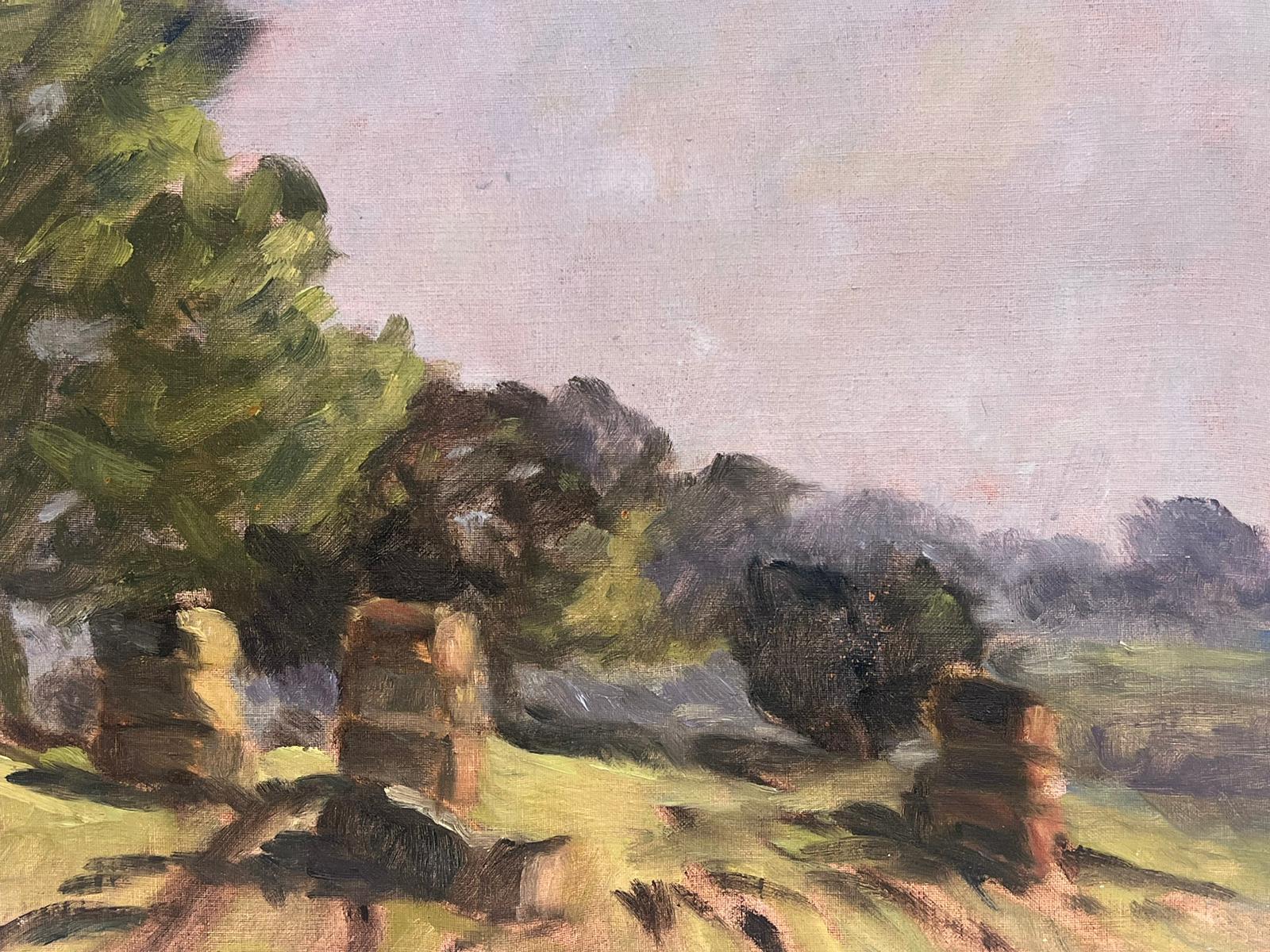 British Impressionist Oil Rural Landscape at Dusk For Sale 2