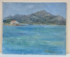 Vintage British Impressionist Oil Painting Tiny House on Coastal Seascape