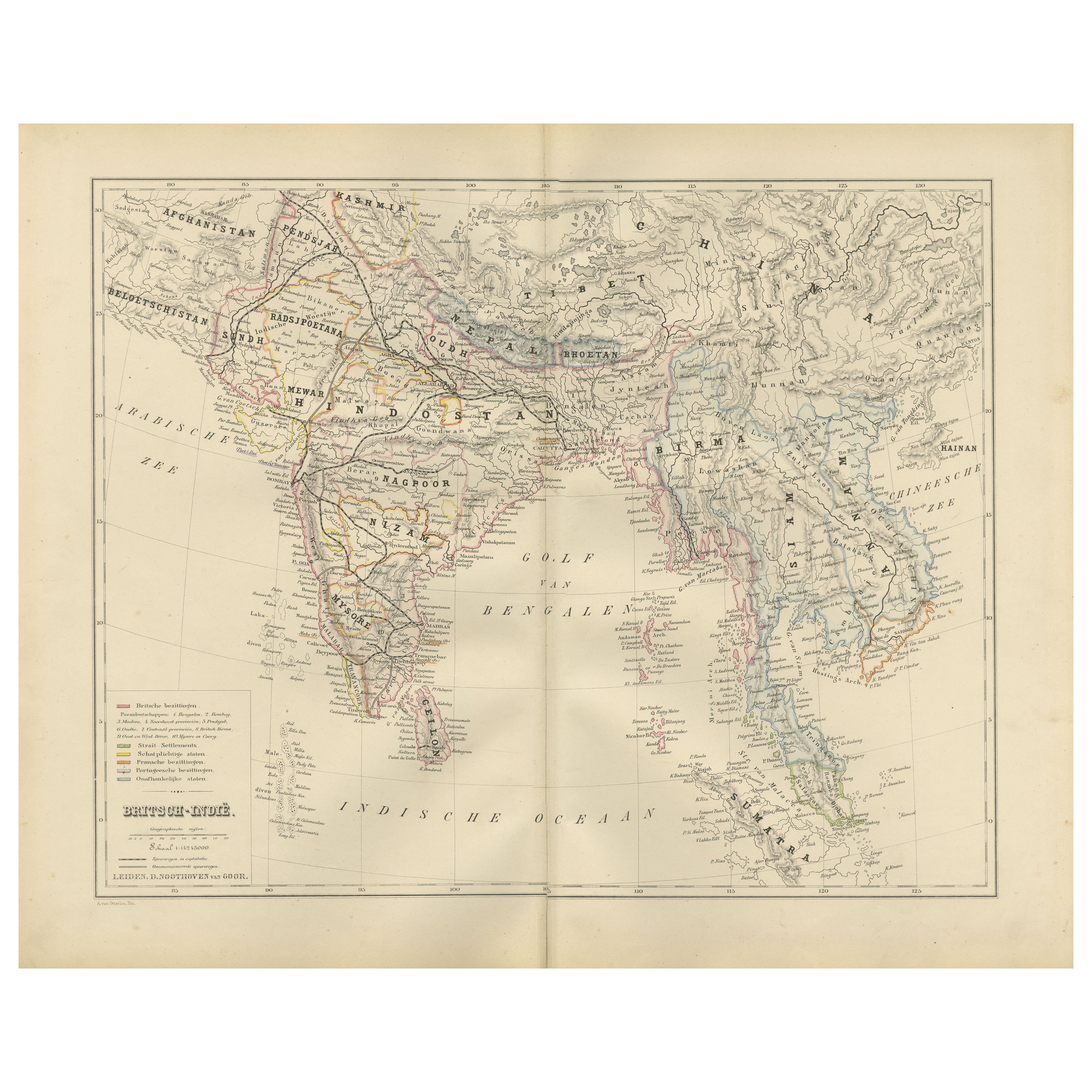 British India Map with Burma
Ceylon – Nieuwe Hand-Atlas, Leiden 1876