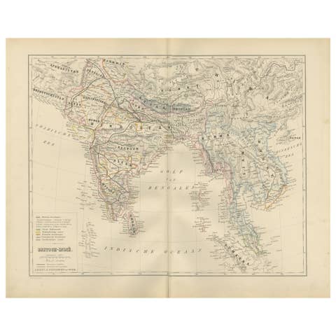 British India Map with Burma & Ceylon – Nieuwe Hand-Atlas, Leiden 1876