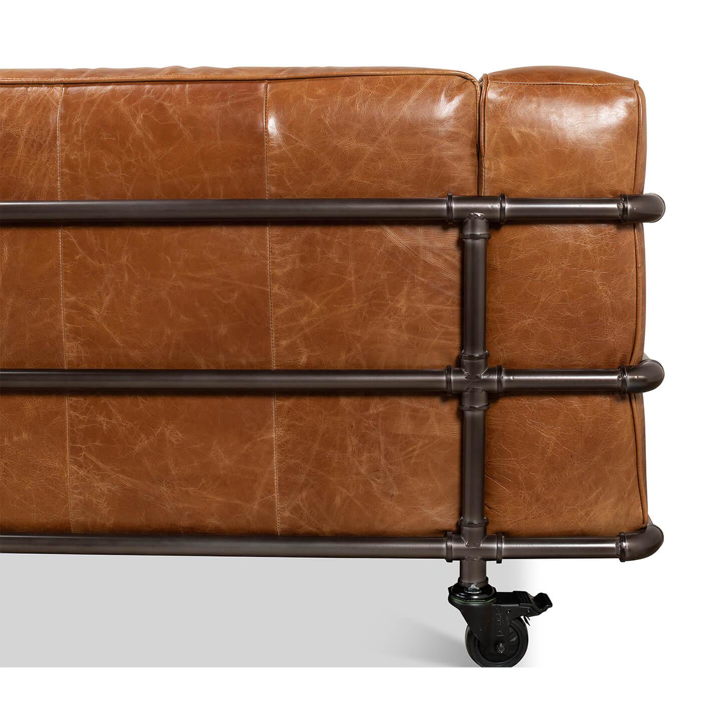 British Industrial Leather Sofa For Sale 4