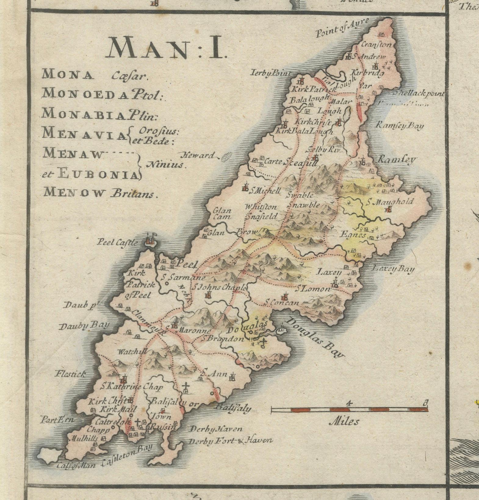 British Island Group Map 1695 – Morden’s Smaller Islands of the British Ocean In Fair Condition For Sale In Langweer, NL