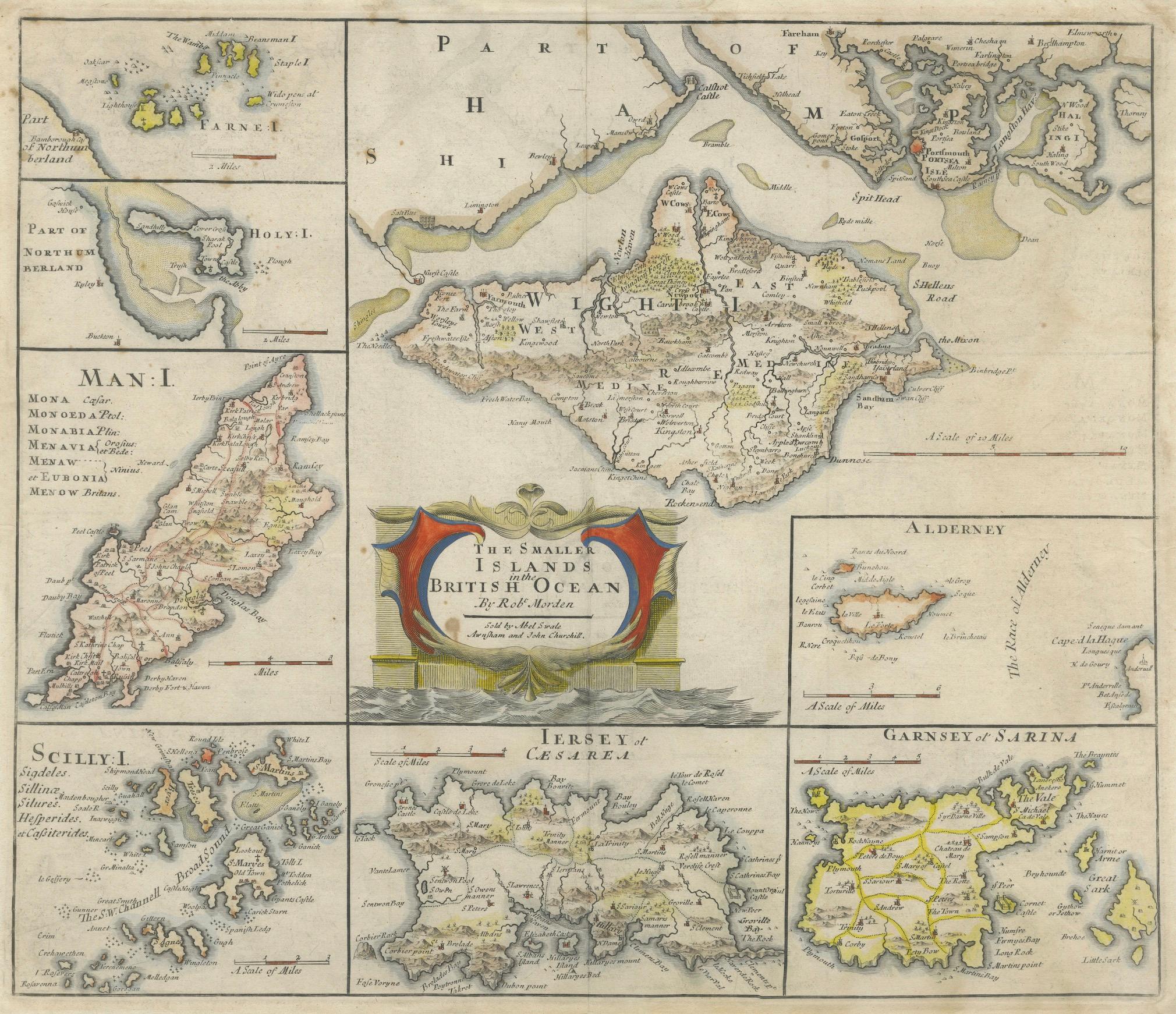 British Island Group Map 1695 – Morden’s Smaller Islands of the British Ocean For Sale 2