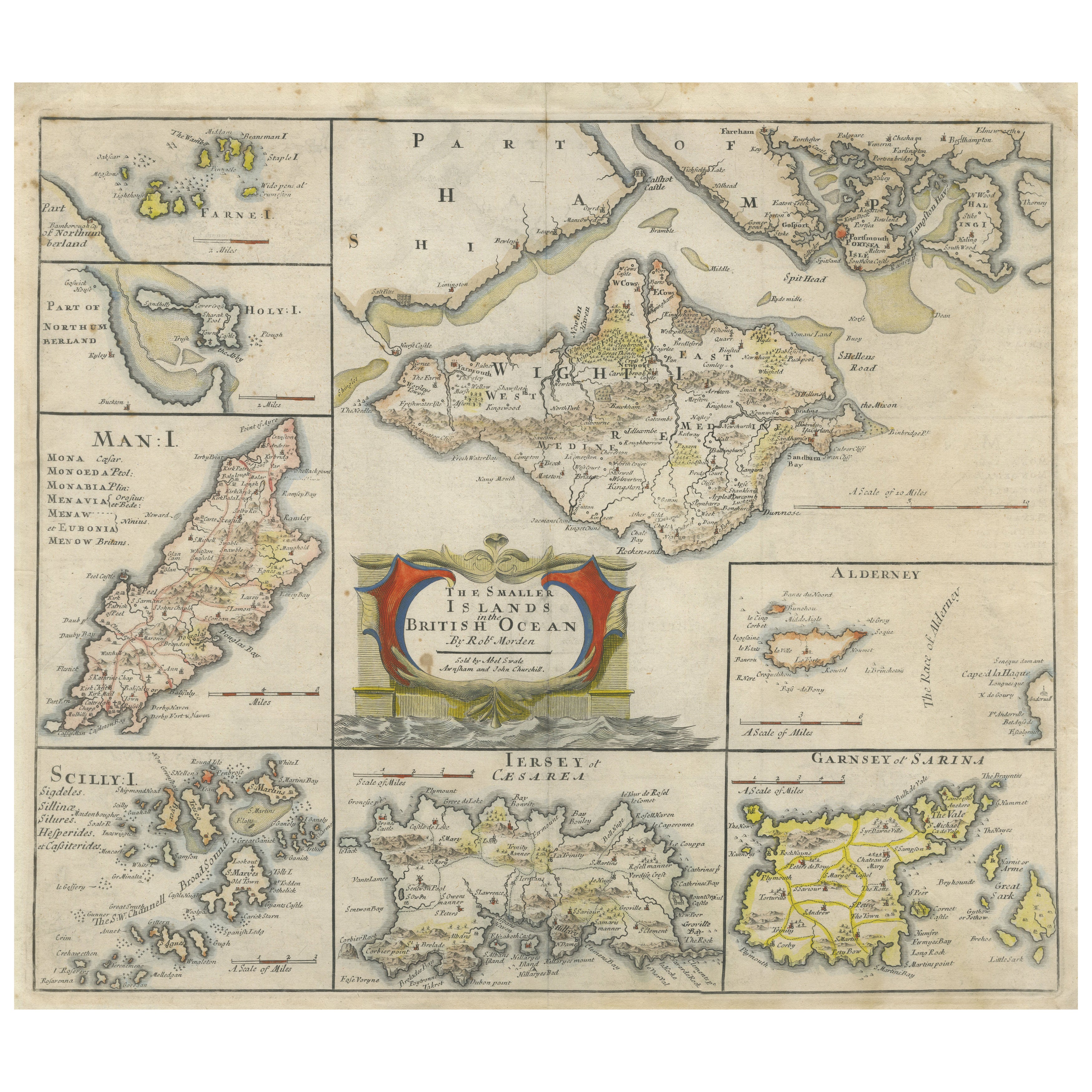British Island Group Map 1695 – Morden’s Smaller Islands of the British Ocean For Sale