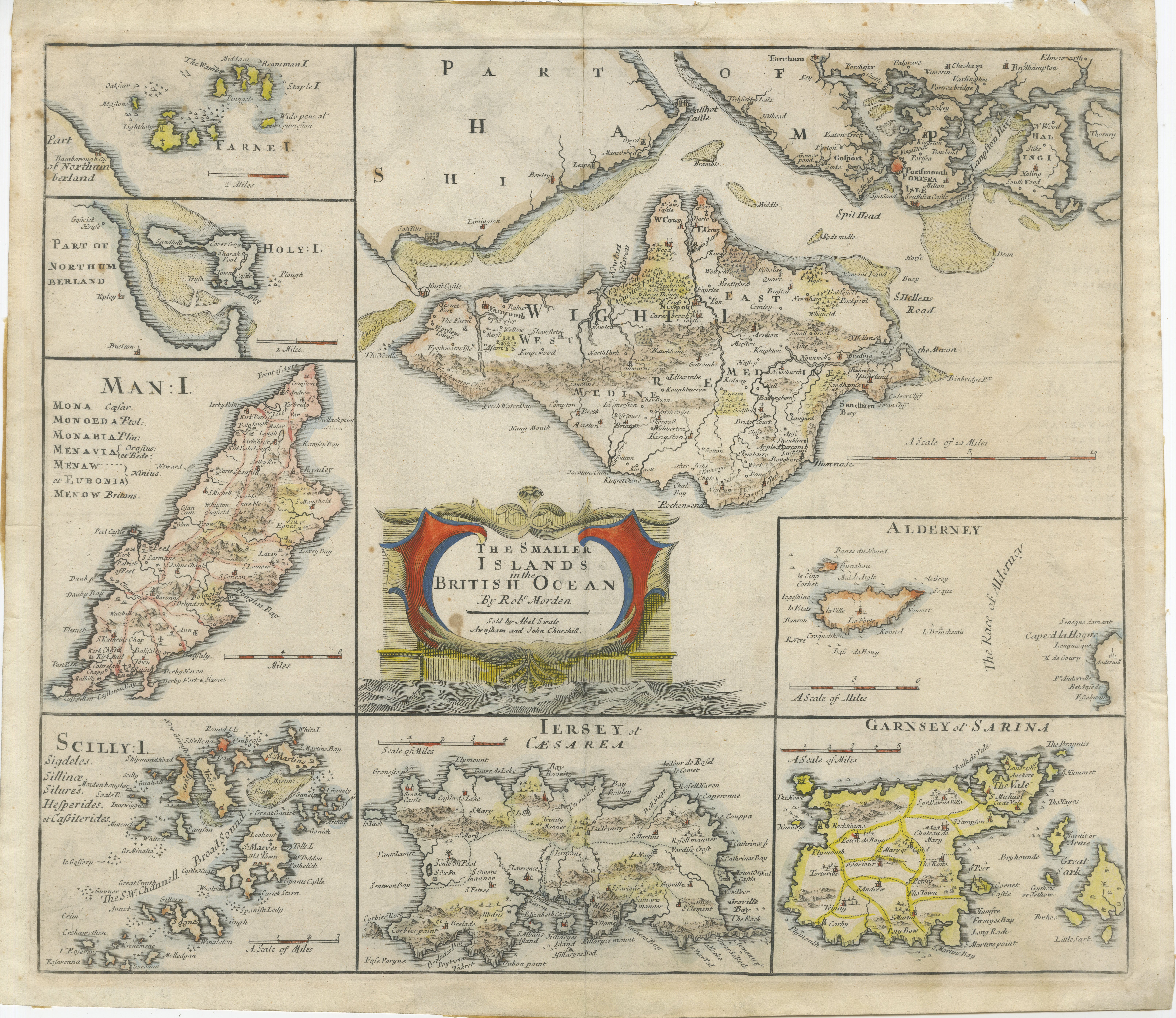 British Island Group Map 1695 – Morden’s Smaller Islands of the British Ocean For Sale