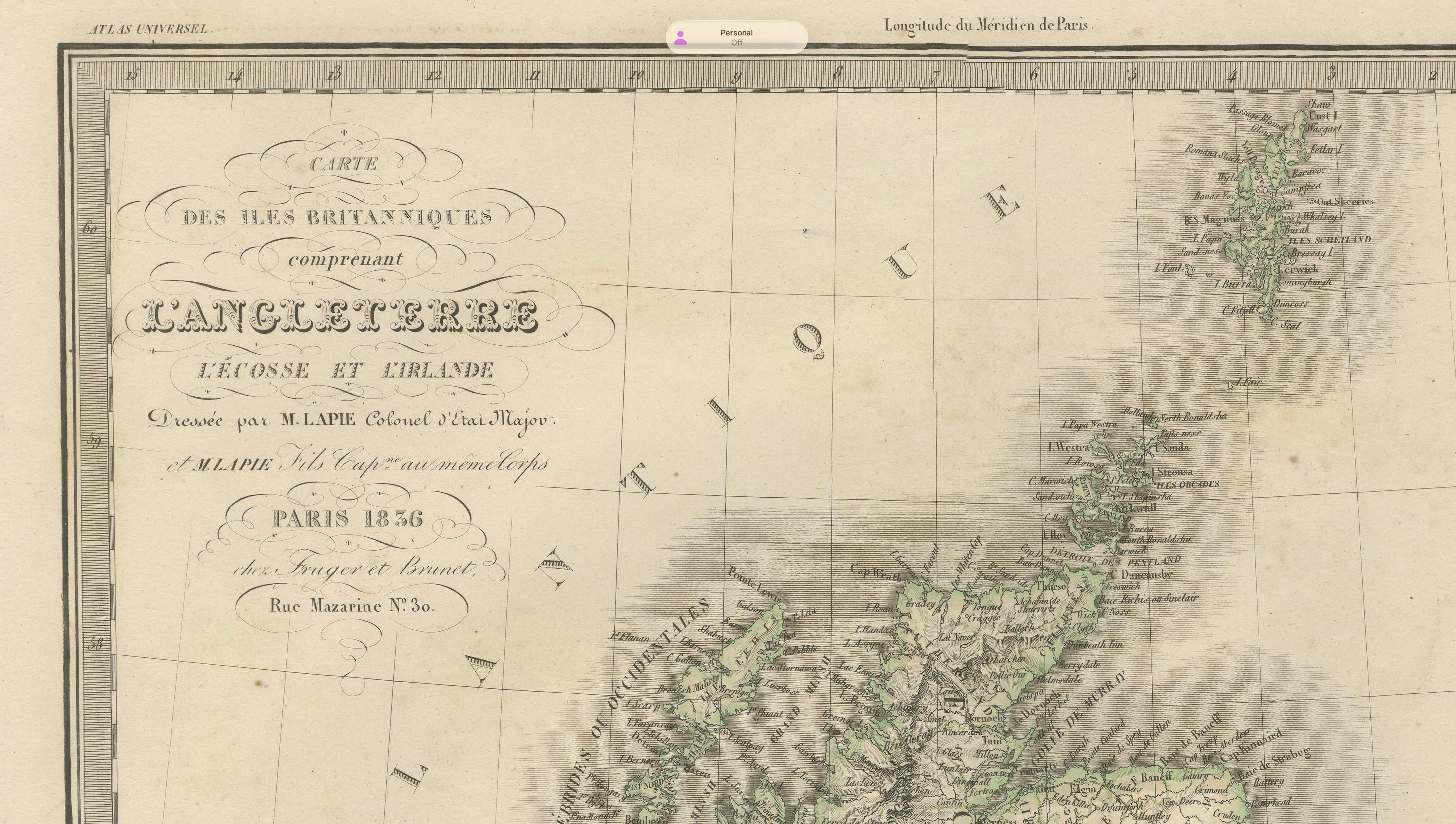 British Isles Antique Map – England, Scotland & Ireland, Lapie Paris 1836