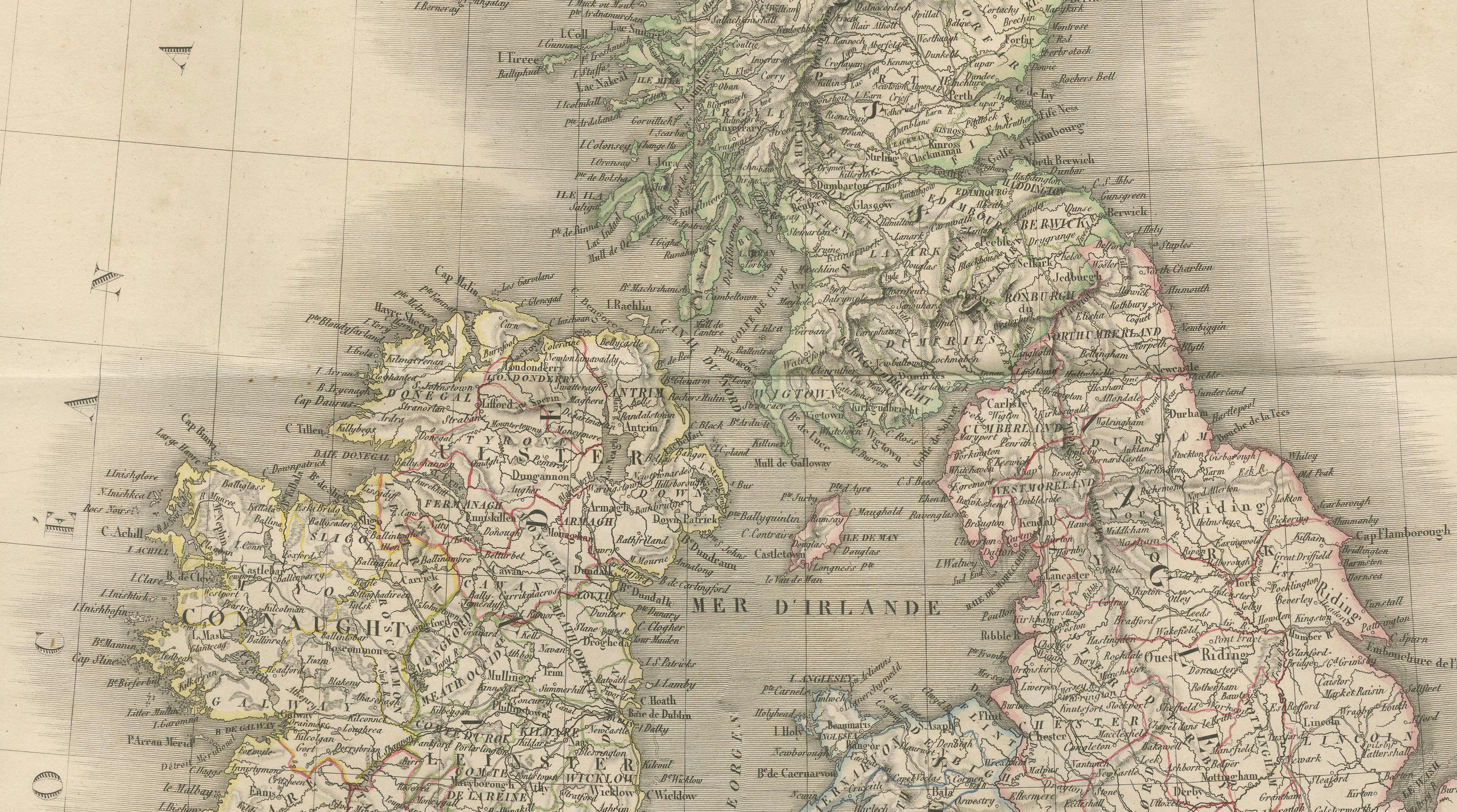 British Isles Antique Map – England, Scotland & Ireland, Lapie Paris 1836