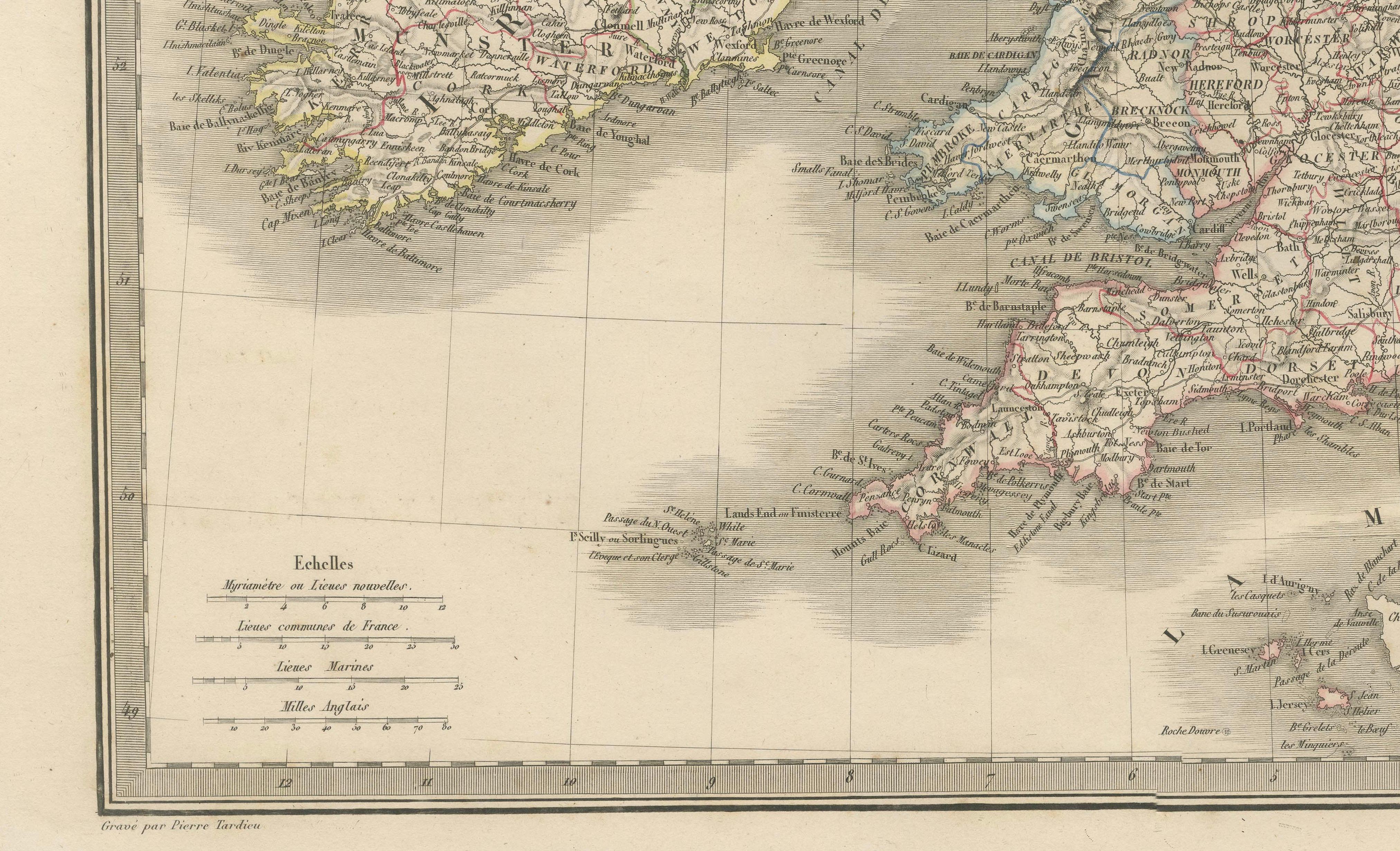 British Isles Antique Map – England, Scotland & Ireland, Lapie Paris 1836