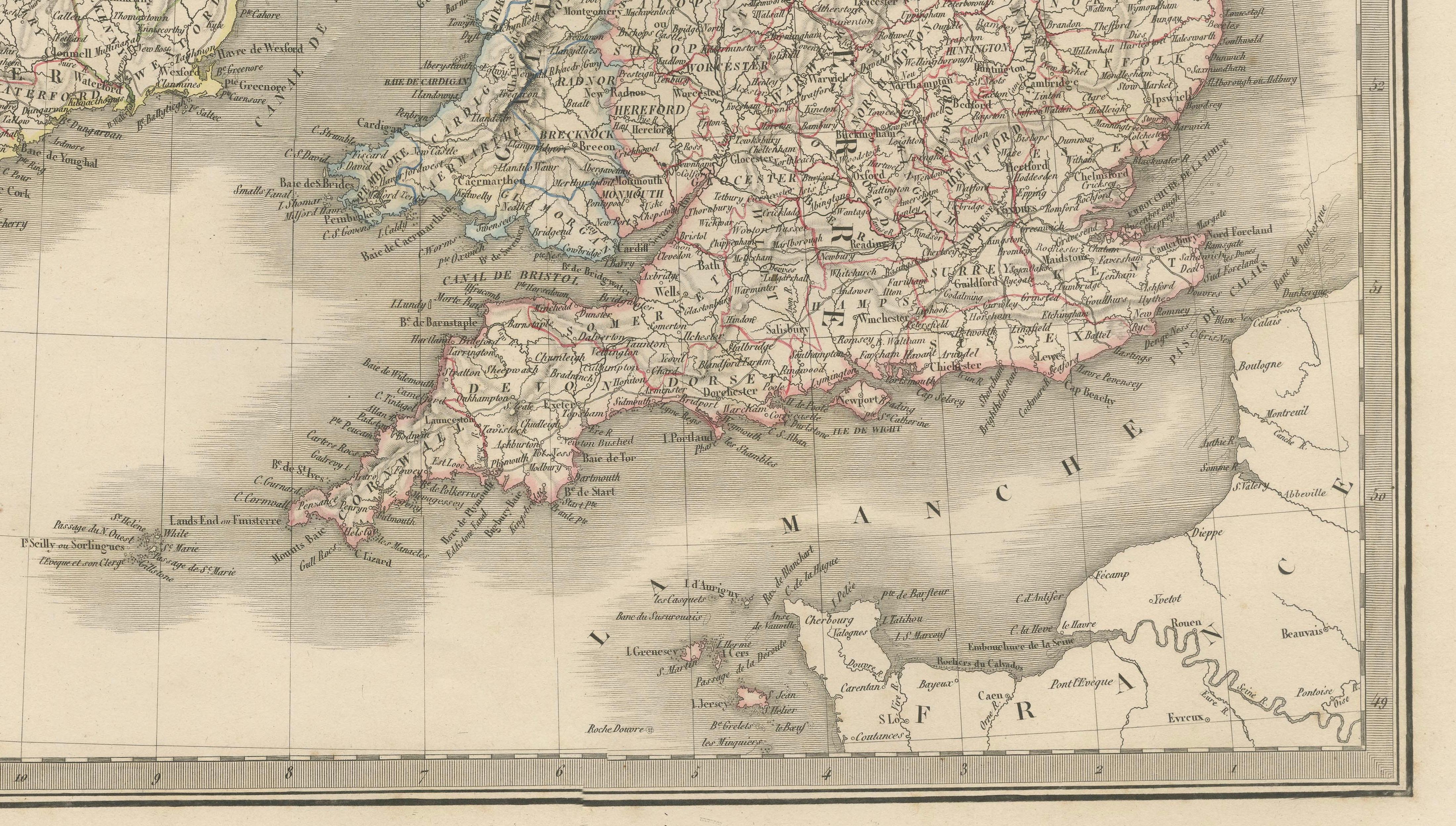 British Isles Antique Map – England, Scotland & Ireland, Lapie Paris 1836