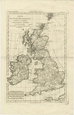 British Isles – England, Scotland & Ireland Antique Map, Bonne c1780