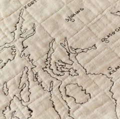 British Isles Quilt, Illustrative Silk Wall Hung Map