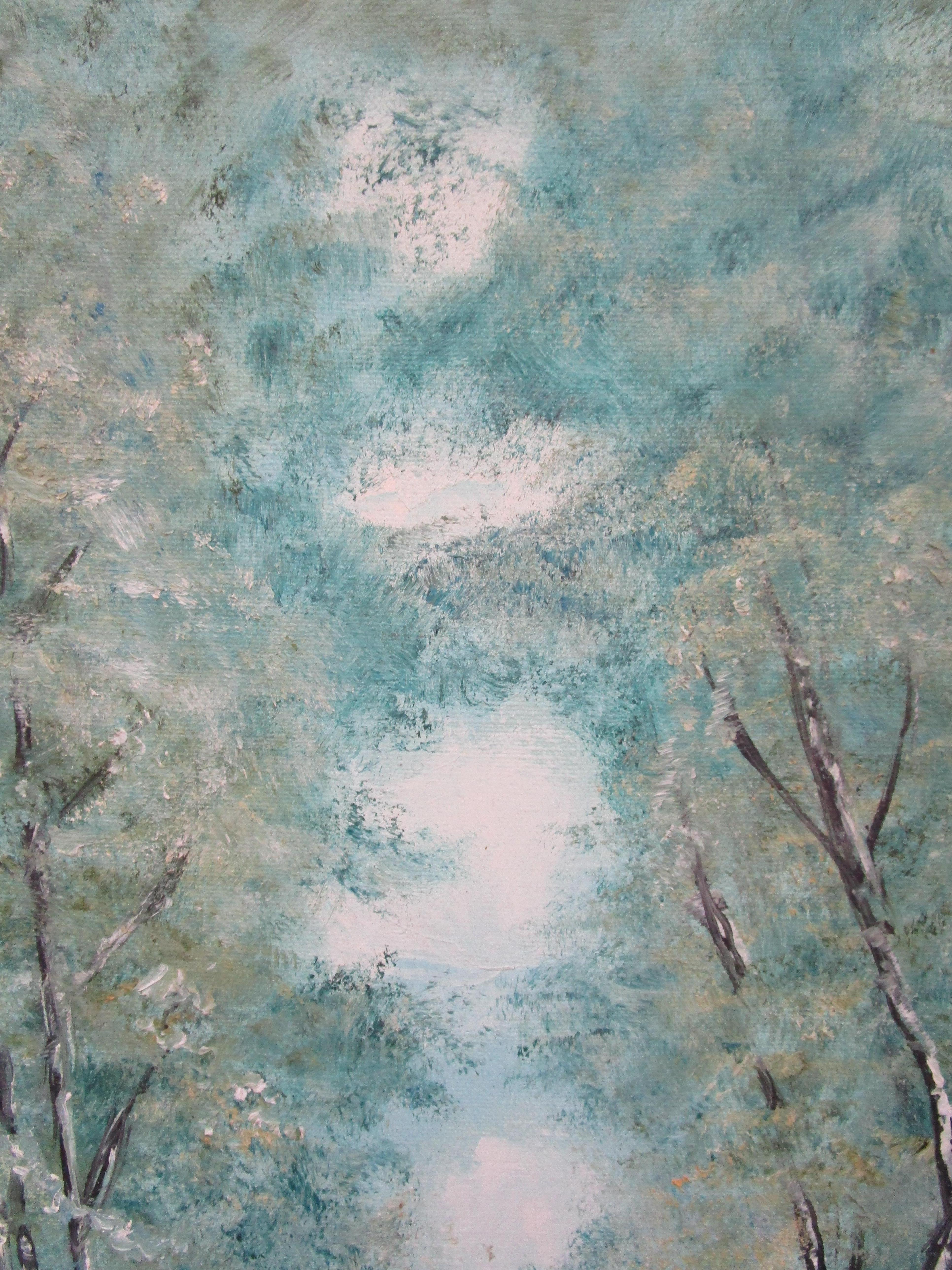 Fait main Annette Elias, artiste paysagiste britannique, huile pastorale sur toile, années 1900 en vente