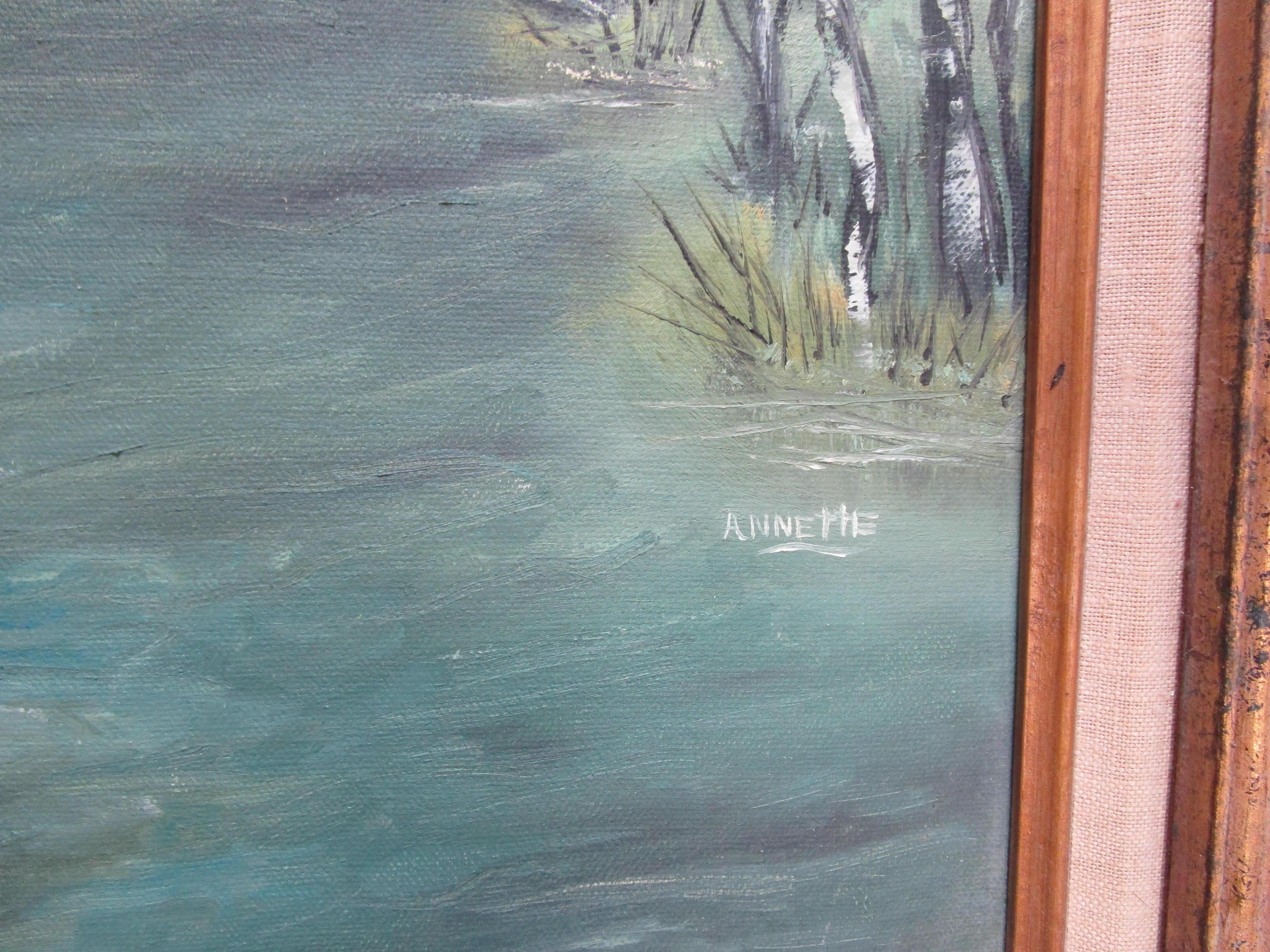 Annette Elias, artiste paysagiste britannique, huile pastorale sur toile, années 1900 en vente 1