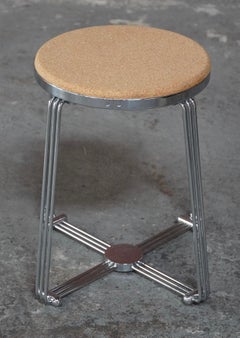 Tabouret en liège Alpax Alumimun British Machine Age / Art Deco
