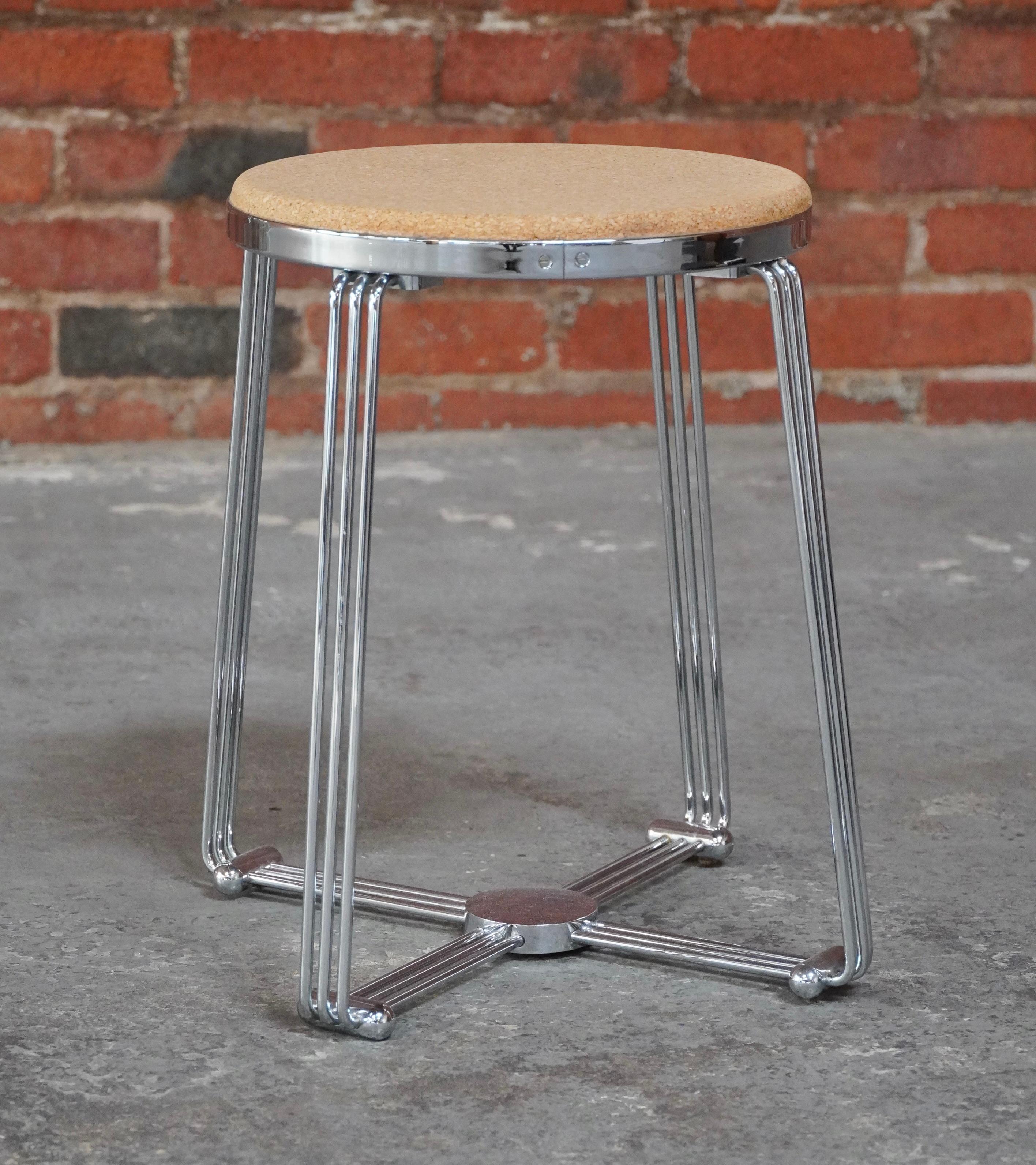 Ère de la machine Tabouret en liège Alpax Alumimun British Machine Age / Art Deco