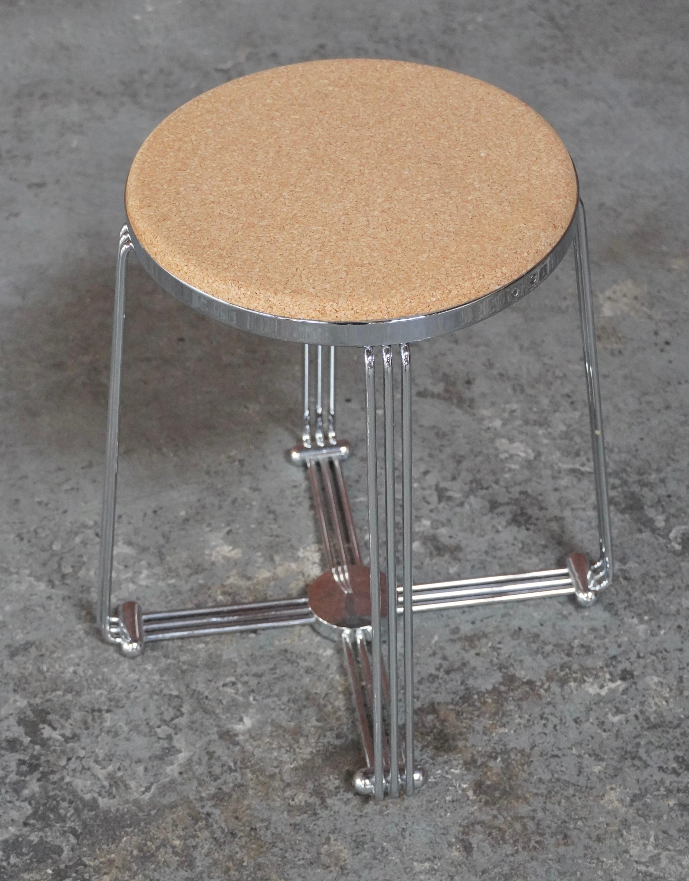 Anglais Tabouret en liège Alpax Alumimun British Machine Age / Art Deco