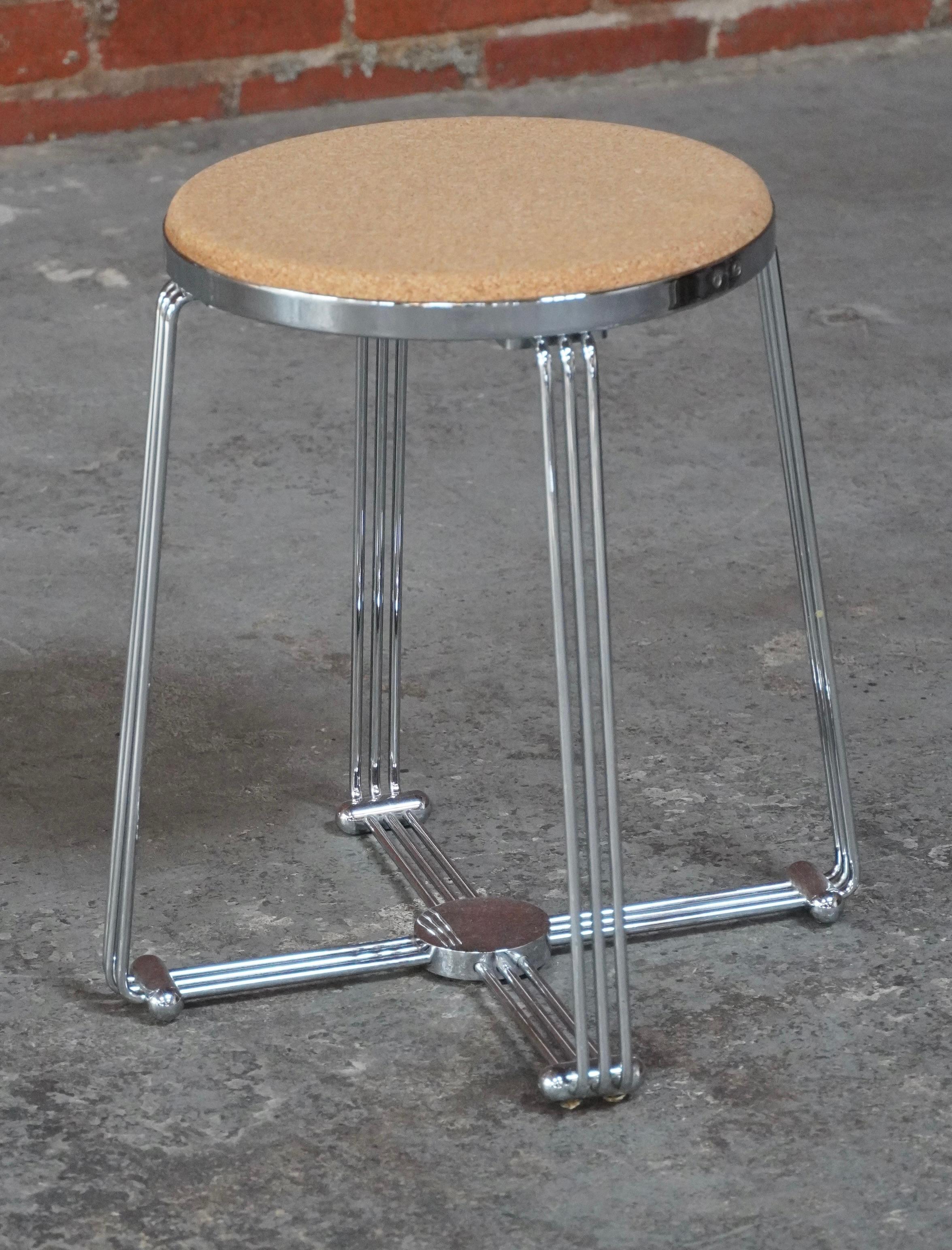 Fait main Tabouret en liège Alpax Alumimun British Machine Age / Art Deco