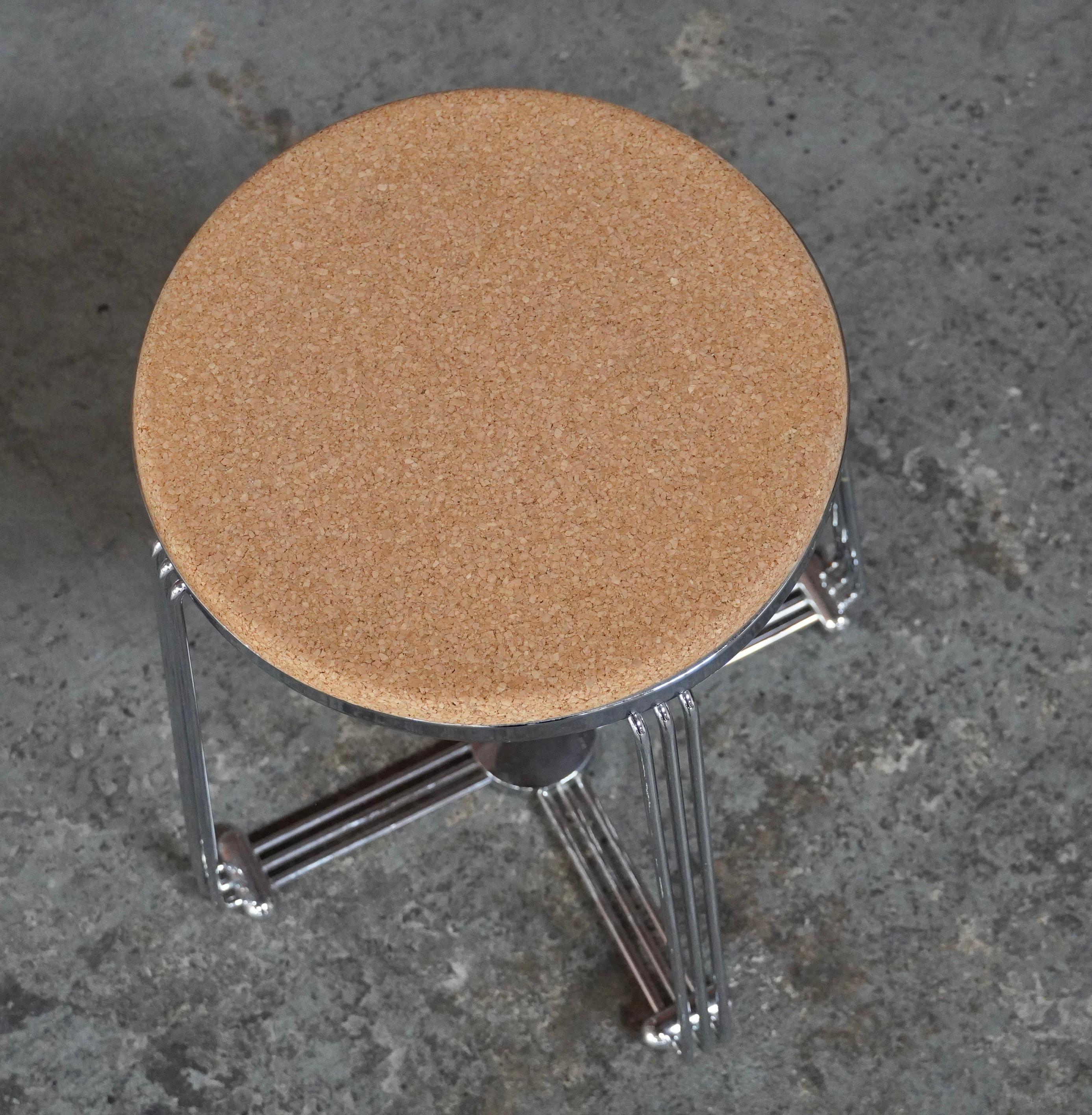 Aluminium Tabouret en liège Alpax Alumimun British Machine Age / Art Deco