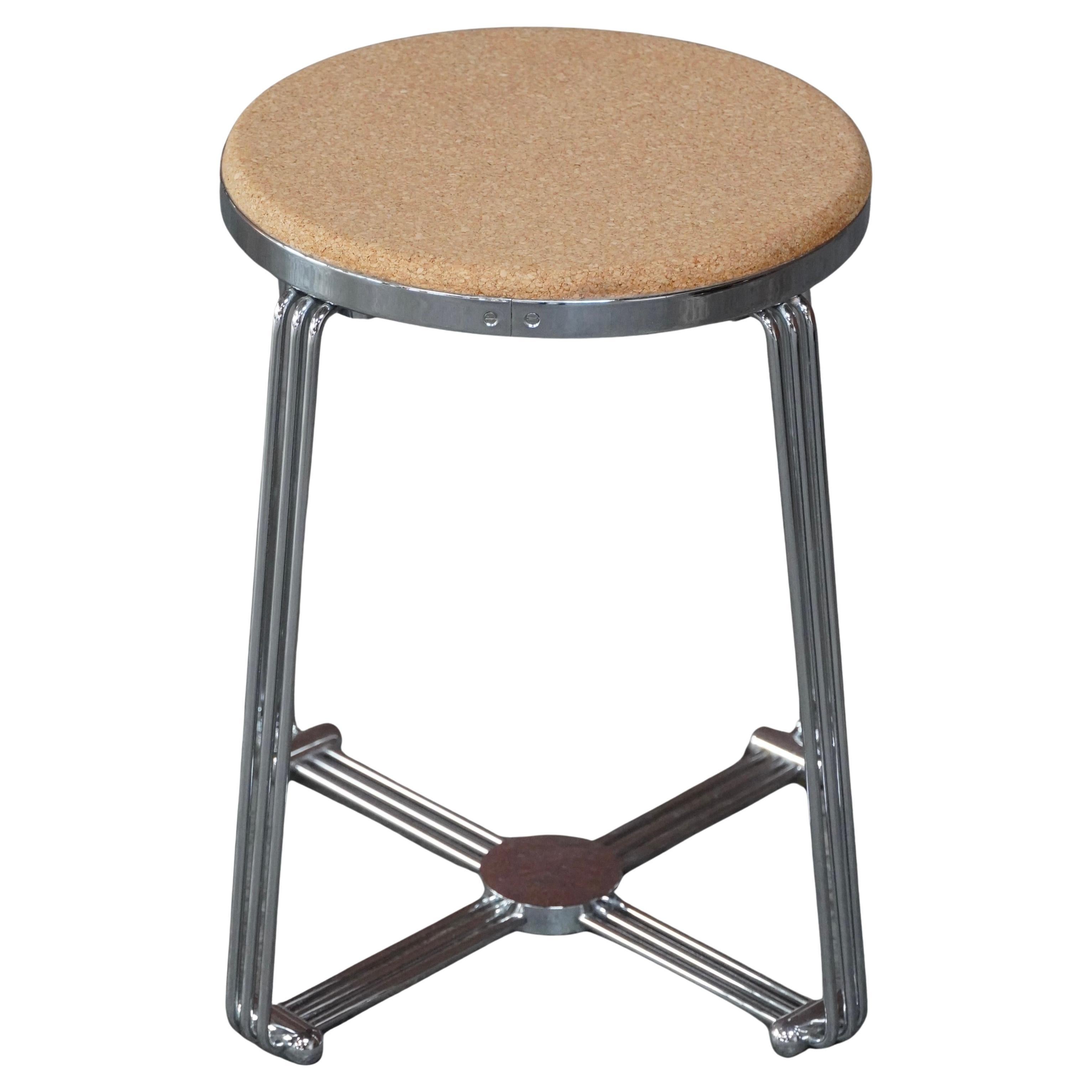 Tabouret en liège Alpax Alumimun British Machine Age / Art Deco