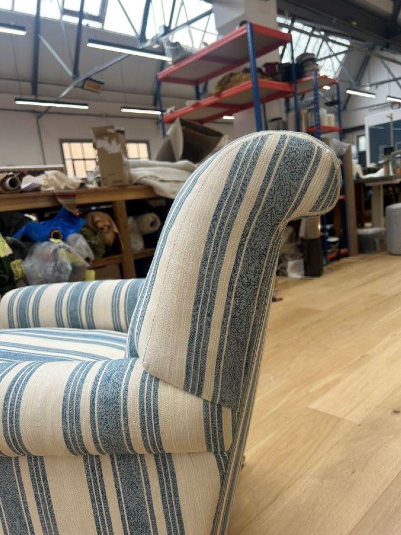 Hand-Crafted Fixed back armchair made in traditional upholstery workshop in London For Sale
