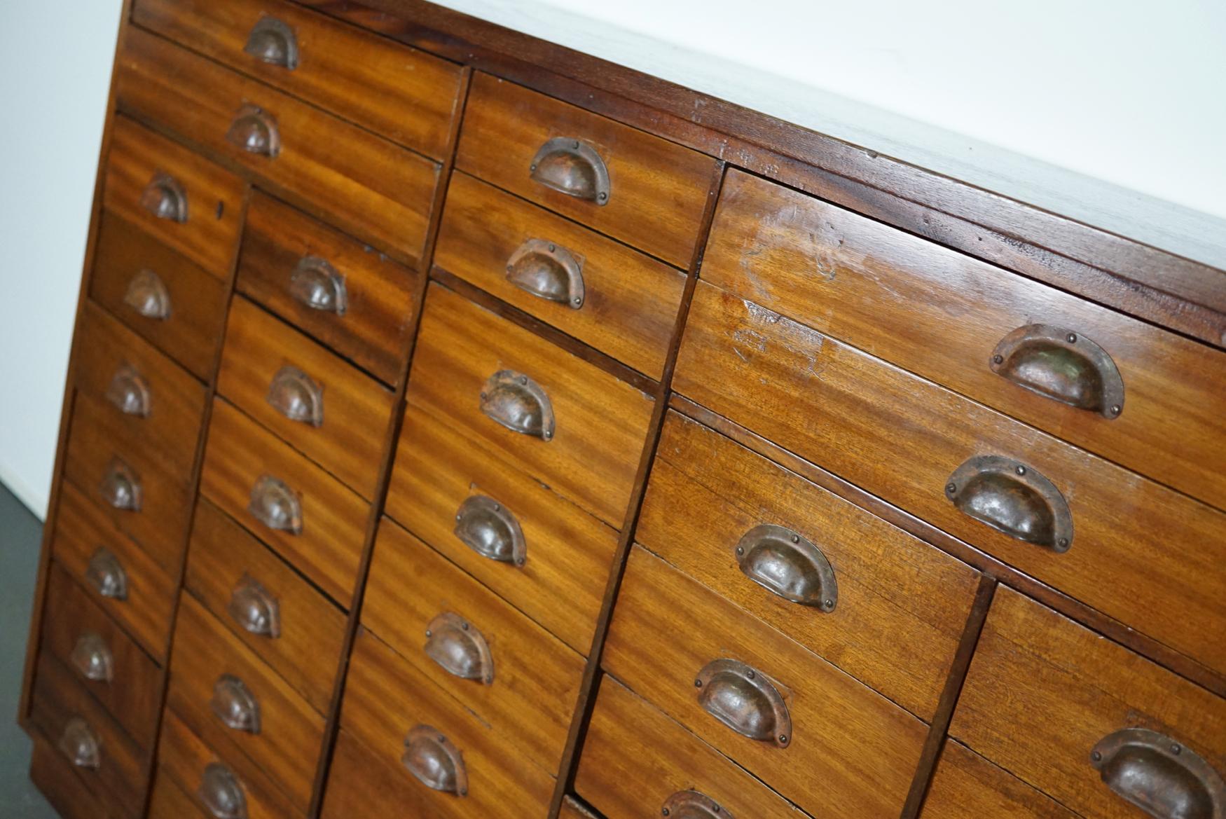 British Mahogany Apothecary Cabinet or Bank of Drawers, 1930s 6