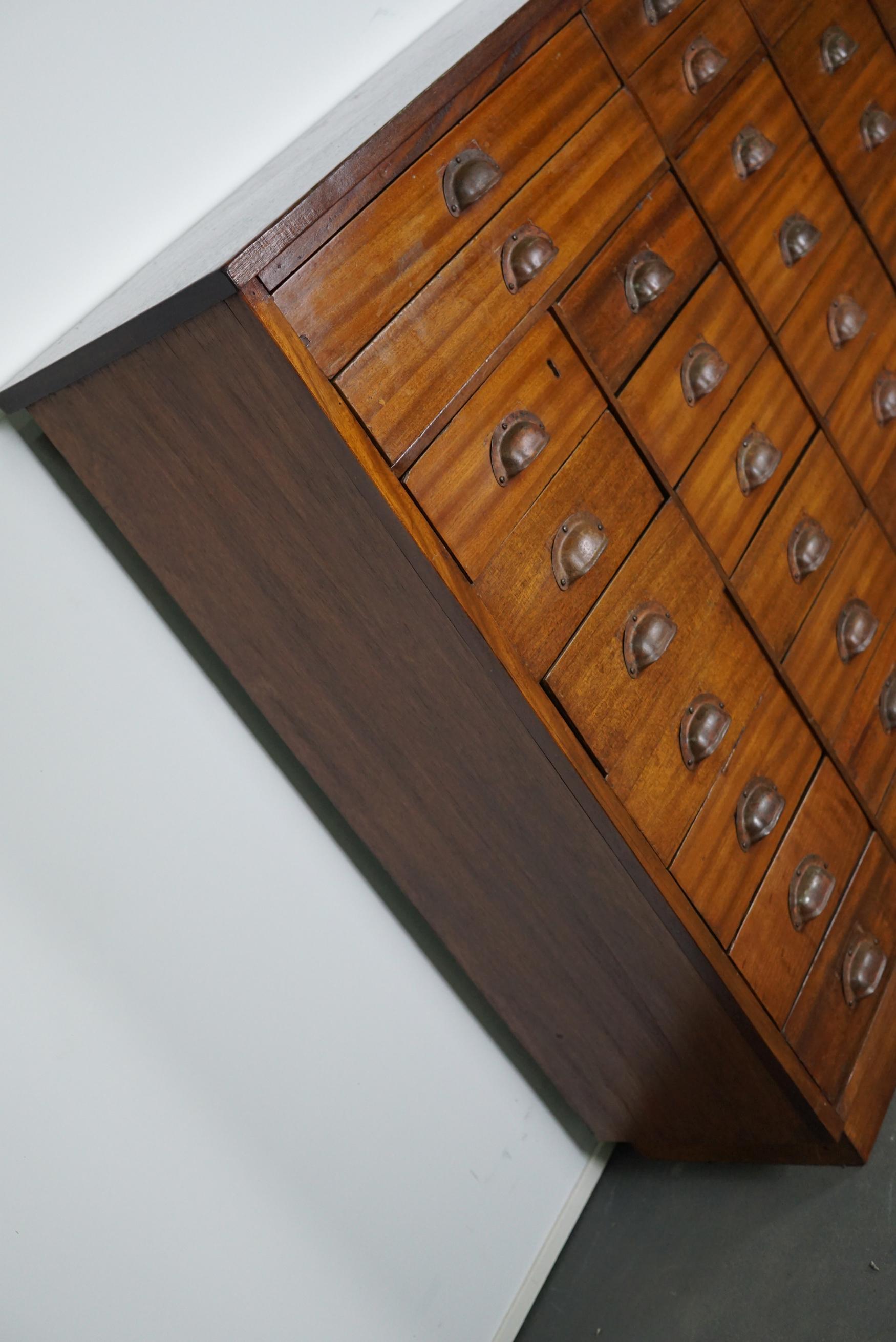 British Mahogany Apothecary Cabinet or Bank of Drawers, 1930s 8