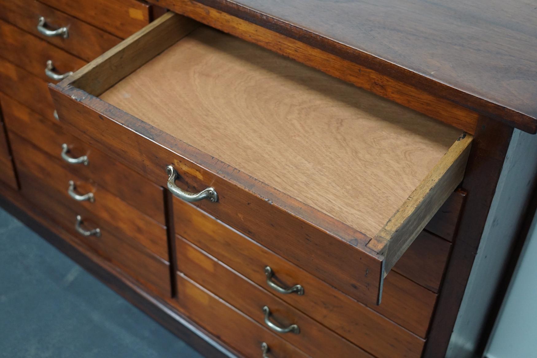 British Mahogany Apothecary Cabinet or Bank of Drawers, 1930s 8