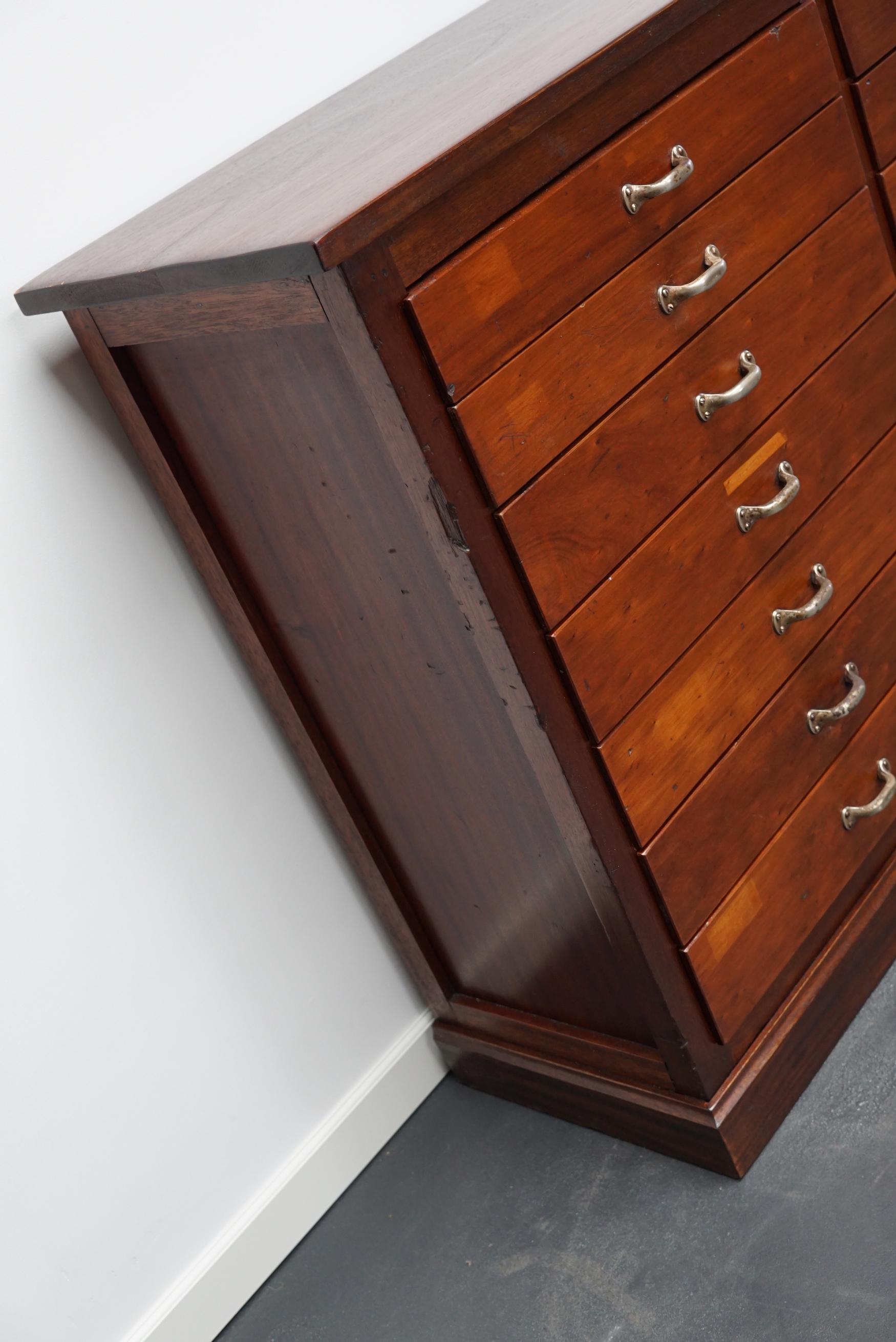 British Mahogany Apothecary Cabinet or Bank of Drawers, 1930s 10