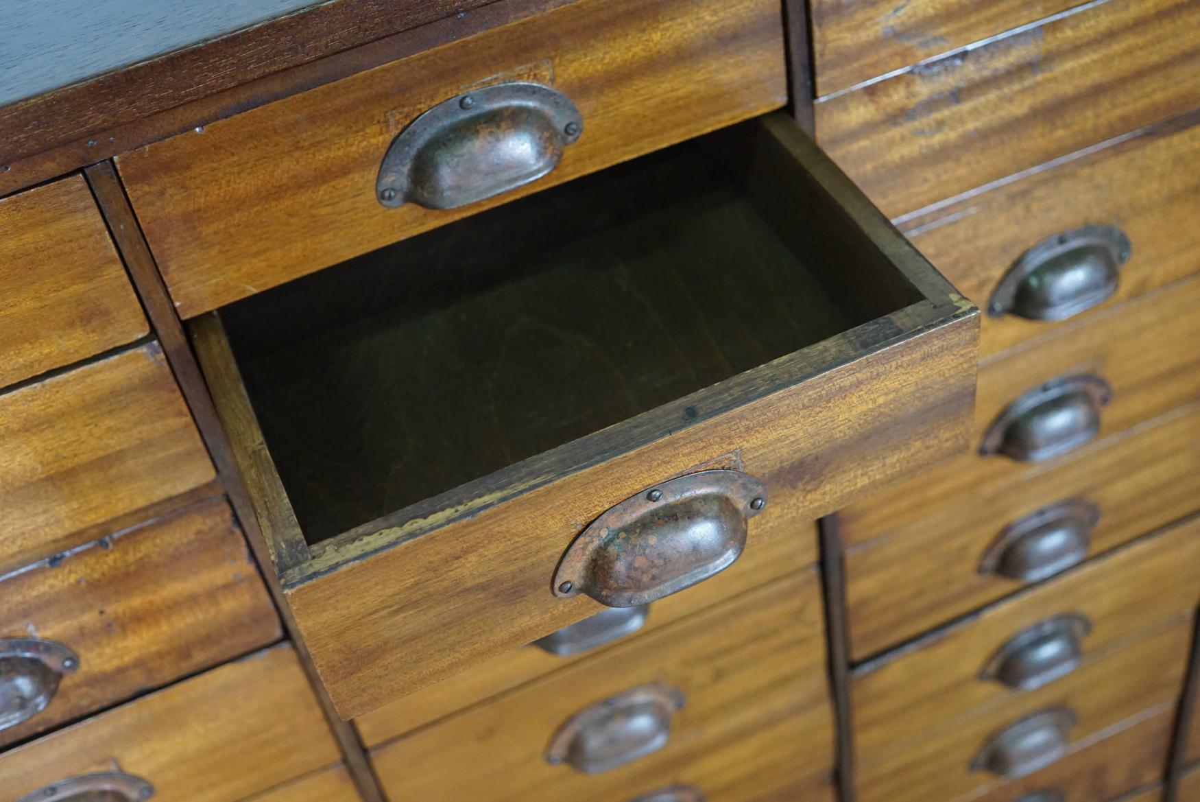 British Mahogany Apothecary Cabinet or Bank of Drawers, 1930s 1