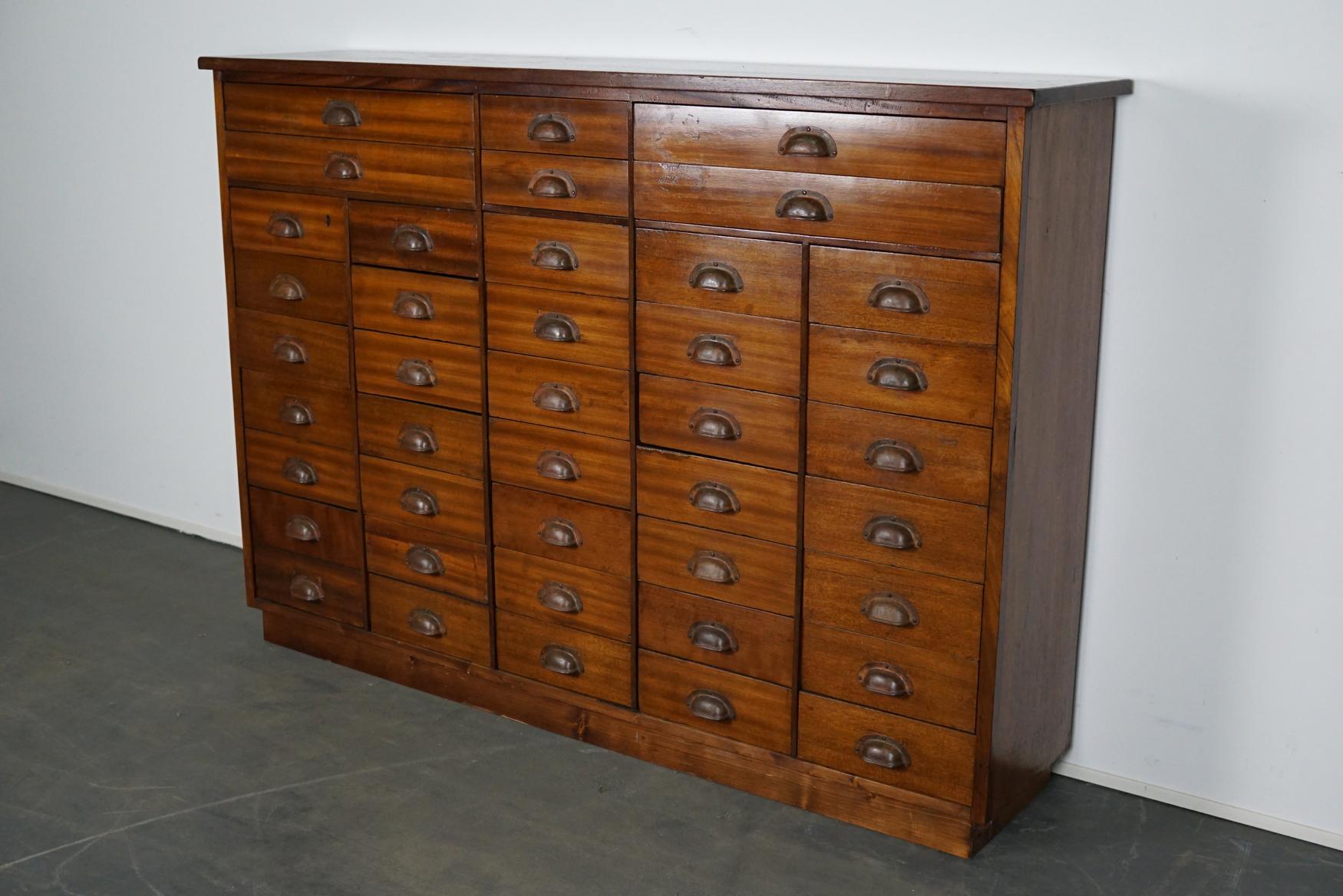 British Mahogany Apothecary Cabinet or Bank of Drawers, 1930s 4