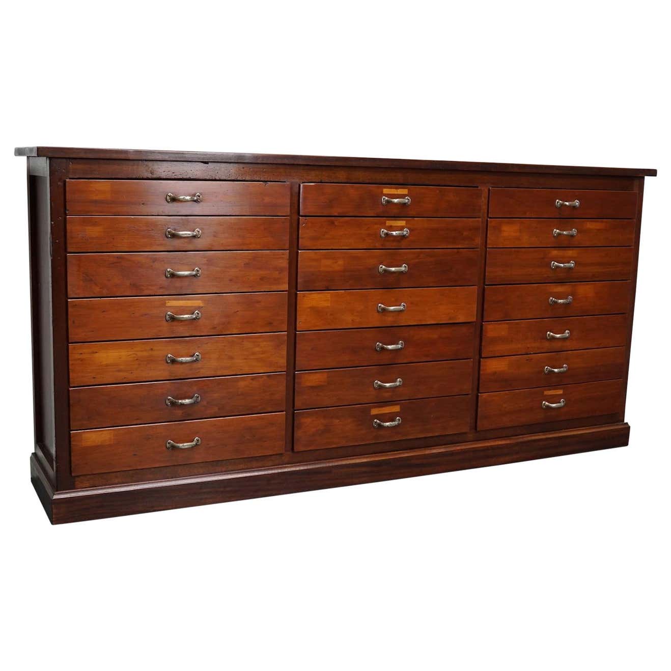 British Mahogany Apothecary Cabinet or Bank of Drawers, 1930s For Sale