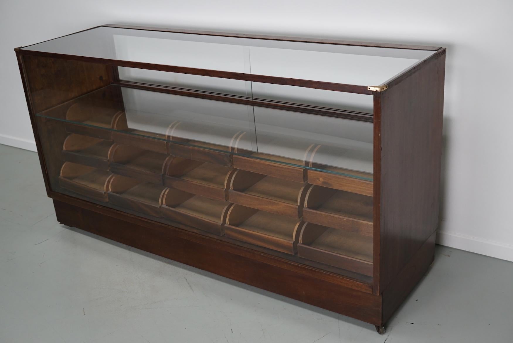 Mid-20th Century British Mahogany Haberdashery Cabinet or Shop Counter, 1940s For Sale